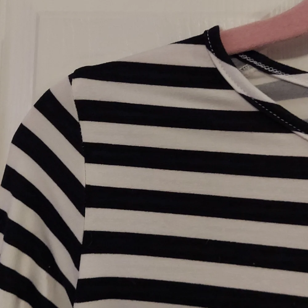 BTween Black and White Striped Top Handkerchief Hem
